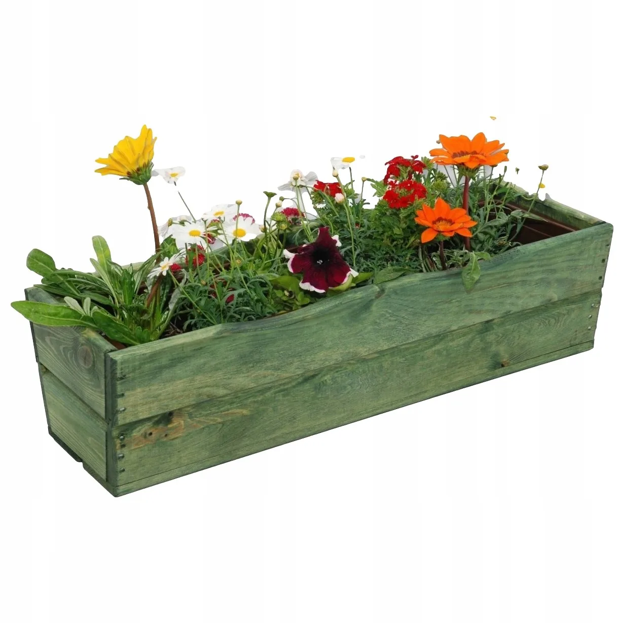 Skrzynka ogrodowa na kwiaty zielona 64 cm